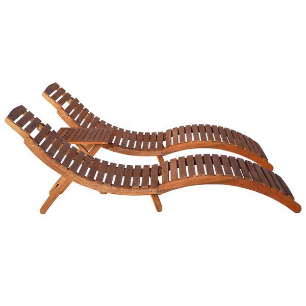 vidaXL Șezlong cu măsuță de ceai, 3 piese, lemn masiv de acacia