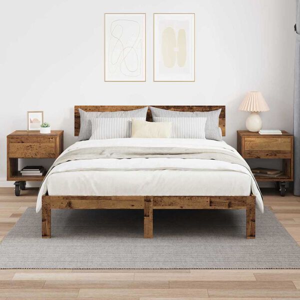 vidaXL Noptieră 2 pcs Lemn vechi 40,5 x 40 x 48 cm Lemn compozit