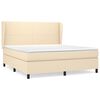 vidaXL Pat box spring cu saltea, crem, 160x200 cm, material textil