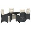 vidaXL Set de masă pentru grădină cu pernă 5 pcs Negru poliratan