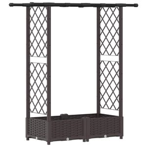 vidaXL Pat Ridicat cu Trellis și Acoperiș Maro 122,5 x 40 x 121 cm PP
