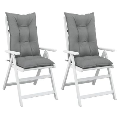 vidaXL Perne scaun cu spătar înalt, 2 buc., gri, 120x50x7 cm, textil