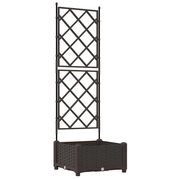 vidaXL Ghiveci de grădină cu trellis Gri 40 x 40 x 125.5 cm PP