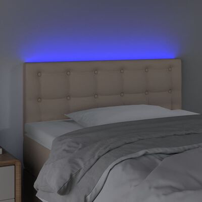 vidaXL Tăblie de pat cu LED, cappuccino, 90x5x78/88cm, piele ecologică