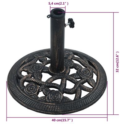 vidaXL Suport de umbrelă, negru și bronz, 9 kg, fontă, 40 cm