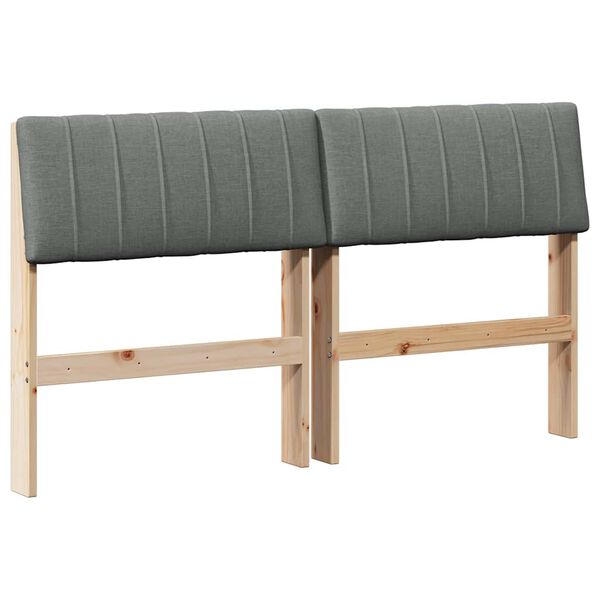 vidaXL Tăblie tapițată Gri &icirc;nchis 140 cm Lemn de pin masiv