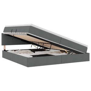 vidaXL Pat cu saltea și LED cu saltea Gri &icirc;nchis 200 x 200 cm țesătură