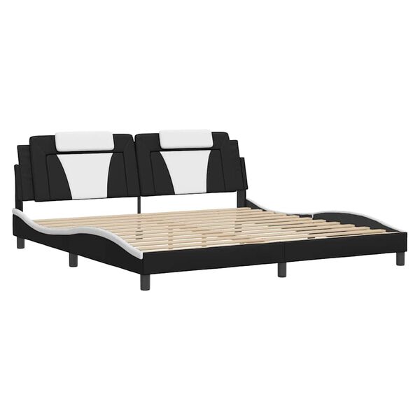 vidaXL Cadru de pat Viana fără saltea negru și alb 200x200cm piele artificială