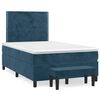 vidaXL Pat box spring cu saltea, albastru &icirc;nchis, 120x200 cm, catifea