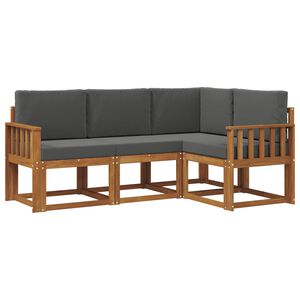 vidaXL Set de canapele de exterior cu pernă 4 pcs Natural și Antracit