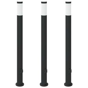 vidaXL St&acirc;lpi iluminatori cu priză, 3 buc., 110 cm, oțel inoxidabil, IP44