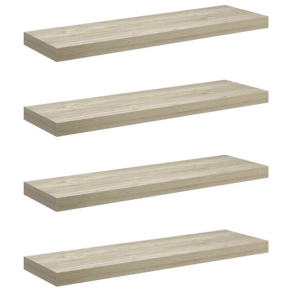 vidaXL Rafturi de perete suspendate 4 buc., stejar, 80x23,5x3,8 cm MDF