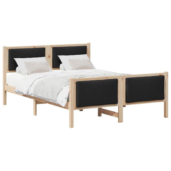 vidaXL Cadru de pat cu headboard Negru 160 x 200 cm țesătură