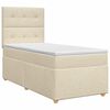 vidaXL Pat boxspring cu saltea cu headboard Crem 90 x 200 cm Țesătură
