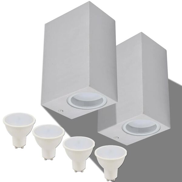 vidaXL Corp iluminat LED perete exterior 2 buc, pătrat, sus/jos