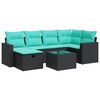 vidaXL Set canapele de grădină cu perne, 7 piese, negru, poliratan