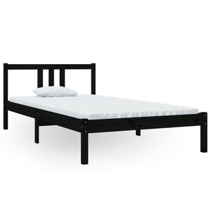 vidaXL Cadru de pat, negru, 100x200 cm, lemn masiv de pin