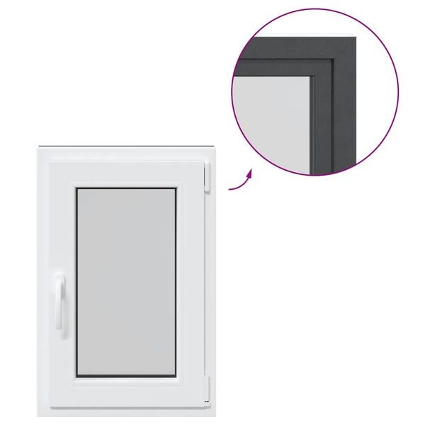 vidaXL Fereastră de subsol „RISOR” 50x75 cm oscilo-batantă DIN dreapta antracit