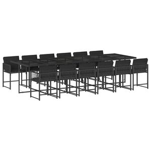 vidaXL Set mobilier de grădină cu perne, 13 piese, negru, poliratan