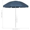 vidaXL Umbrelă de soare de plajă, albastru, 240 cm