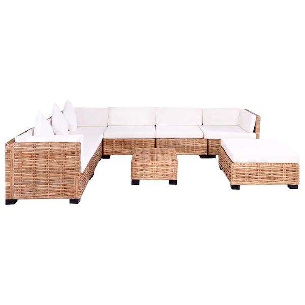 vidaXL Set mobilier cu canapea 27 piese, culoare naturală, ratan