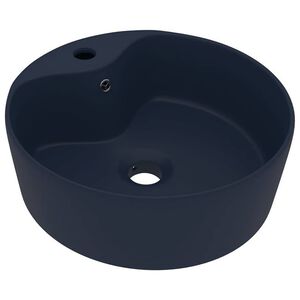 vidaXL Chiuvetă de lux cu preaplin, albastru mat, 36 x 13 cm, ceramică