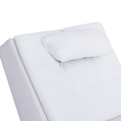 vidaXL Șezlong de masaj cu pernă, alb, piele artificială