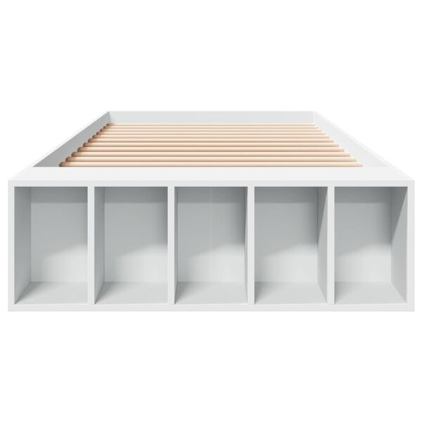 vidaXL Cadru de pat, alb, 90x190 cm, lemn prelucrat