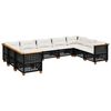 vidaXL Set mobilier de grădină cu perne, 9 piese, negru, poliratan