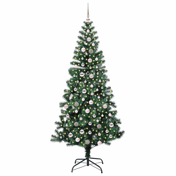 vidaXL Pom de Crăciun artificial pre-iluminat cu 300 LED Verde 240 cm