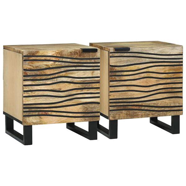 vidaXL Dulap de noapte 2 pcs Maro 40 x 33 x 46 cm Lemn masiv de acacia