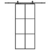 vidaXL Ușă glisantă cu set de feronerie neagră 90x205 cm Sticlă ESG