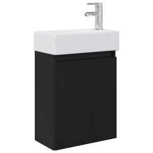 vidaXL Unitate de baie cu robinet Negru 45,5 x 22,5 x 84 cm