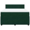 vidaXL Pat box spring cu saltea, verde &icirc;nchis, 140x200 cm, catifea