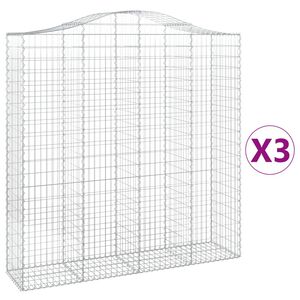 vidaXL Coșuri gabion arcuite, 3 buc 200x50x200/220 cm, fier galvanizat