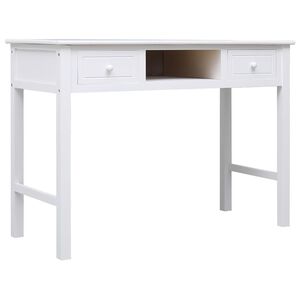 vidaXL Birou, alb, 108x45x76 cm, lemn masiv de paulownia