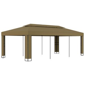 vidaXL Pavilion cu acoperiș dublu, gri taupe, 3 x 6 m, 180 g/m&sup2;