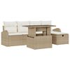 vidaXL Set de canapele pentru grădină cu pernă 6 pcs Bej Rattan poli