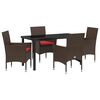 vidaXL Set de masă și scaune 5 buc. Maro și roșu Ratan PE