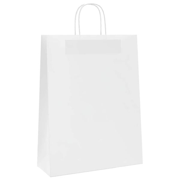 vidaXL Pungi de h&acirc;rtie 250 buc cu m&acirc;nere albe 32x12x42 cm