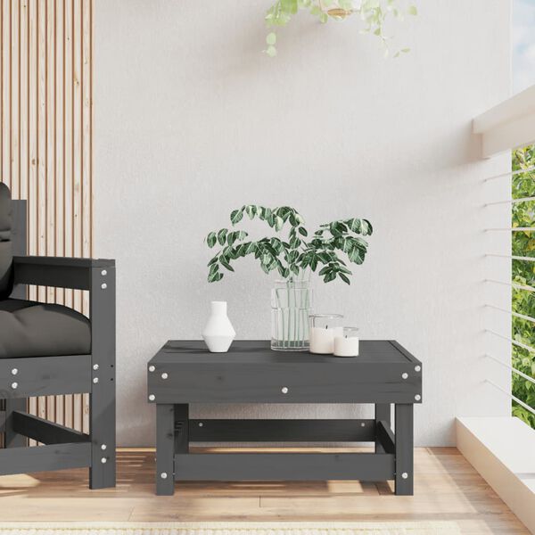 vidaXL Taburet de grădină, gri, lemn masiv de pin