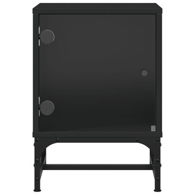 vidaXL Noptieră cu ușă din sticlă, negru, 35x37x50 cm
