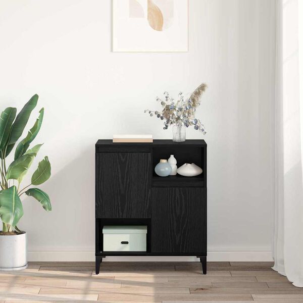 vidaXL Bufet Stejar Negru 60 x 35 x 70 cm Lemn compozit