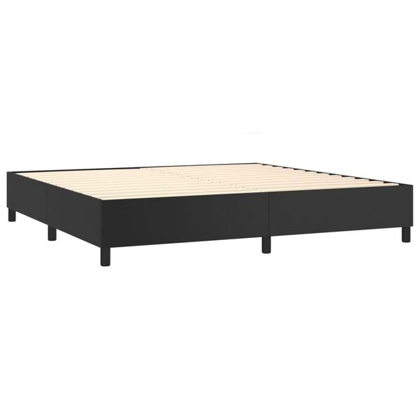 vidaXL Pat box spring cu saltea, negru, 200x200 cm, piele ecologică