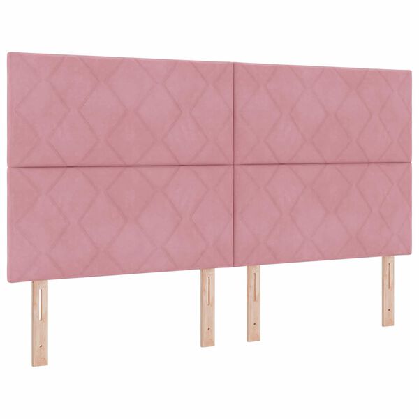vidaXL Tăblie cap cu headboard Roz 180 cm Catifea