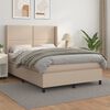 vidaXL Pat box spring cu saltea, cappuccino, 140x190cm piele ecologică