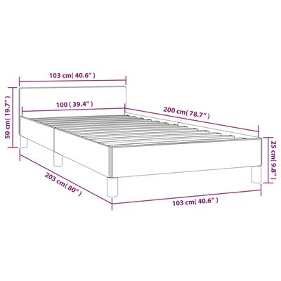 vidaXL Cadru de pat cu tăblie, negru, 100x200 cm, textil