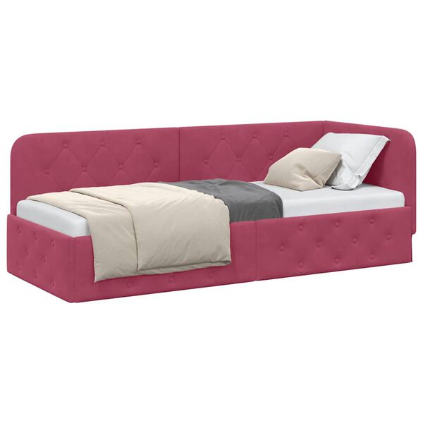 vidaXL Cadru de pat colțar cu headboard Roșu Vin 80 x 200 cm Catifea