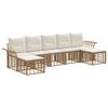 vidaXL Set de canapele de exterior 7 buc. Alb Natural și Crem
