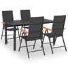 vidaXL Set mobilier de grădină, 5 piese, negru și maro